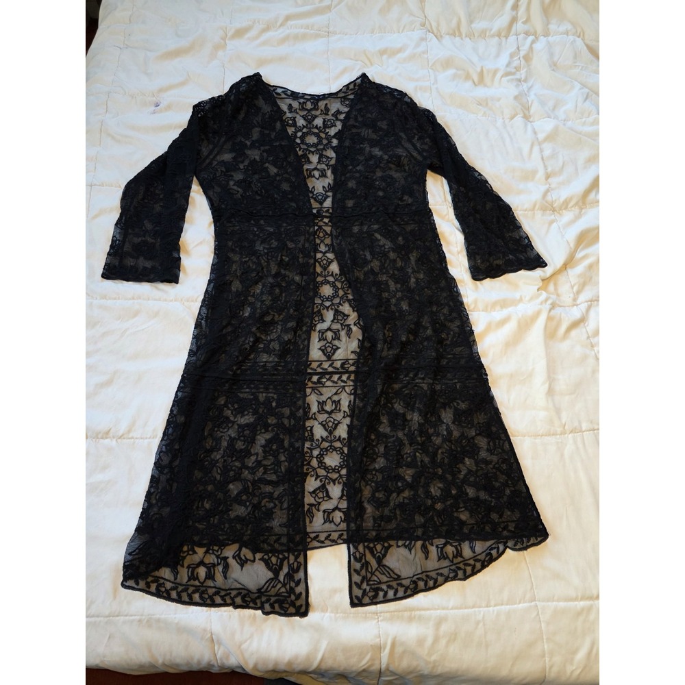 Vocal Black Lace Studded Cardigan Duster Size XL Boho Western Fairy Grunge